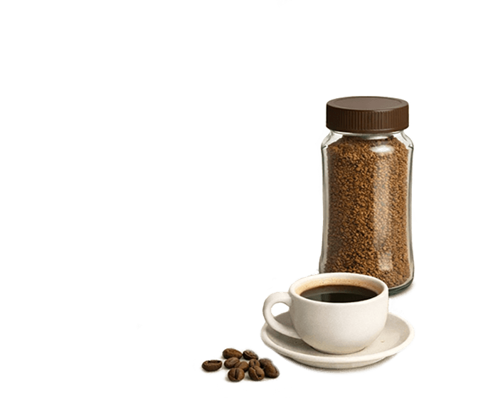 Café instantáneo con frasco y taza
